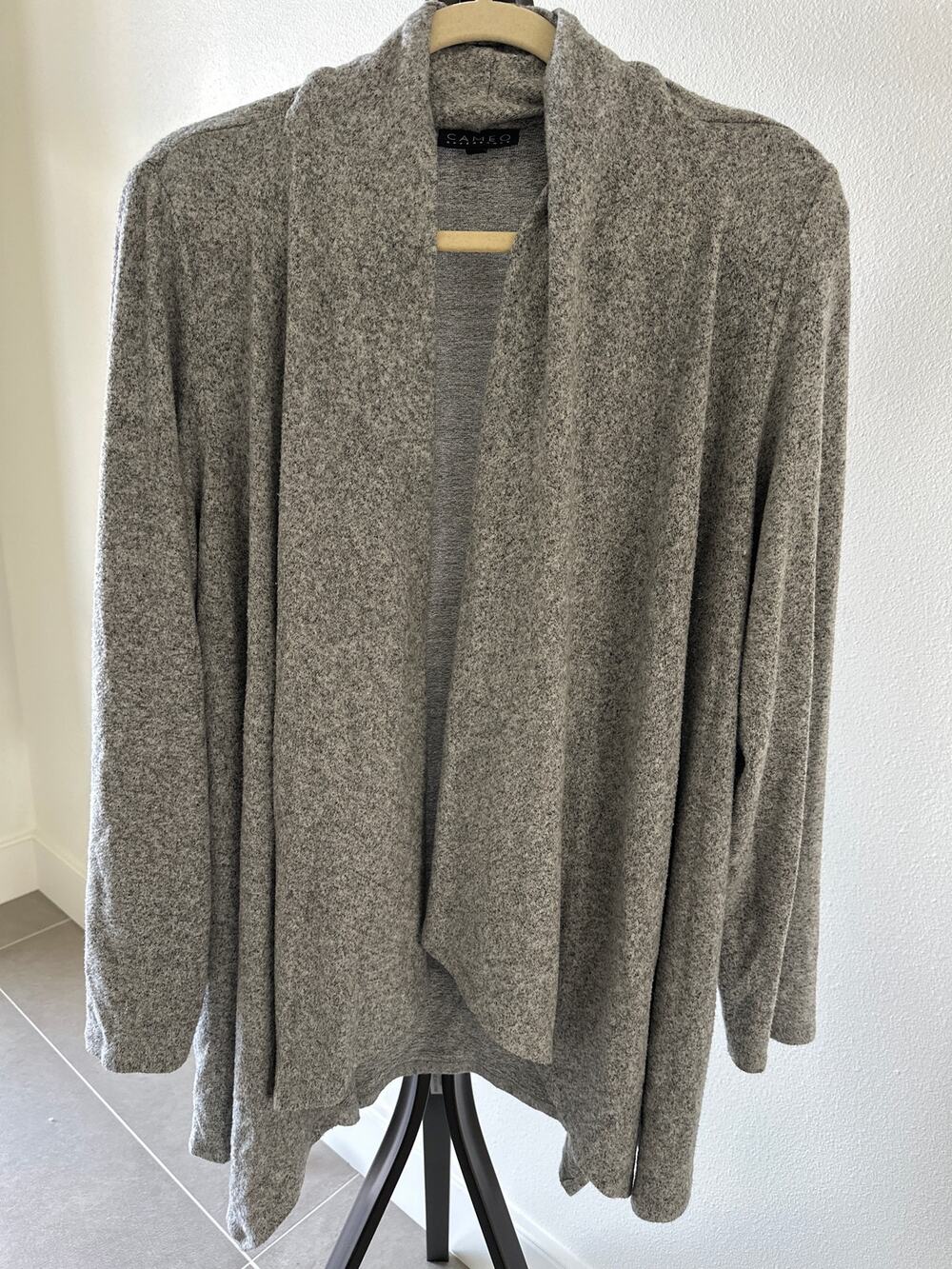 Plus Size 1x Heather Gray Waterfall Sweater Cameo Appearance Business Casual